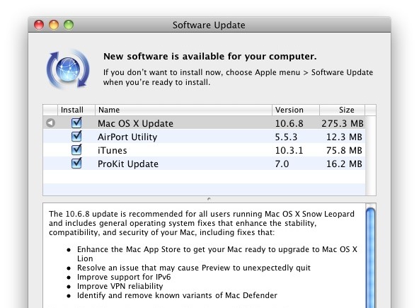 Software Update Mac Os X 10.11